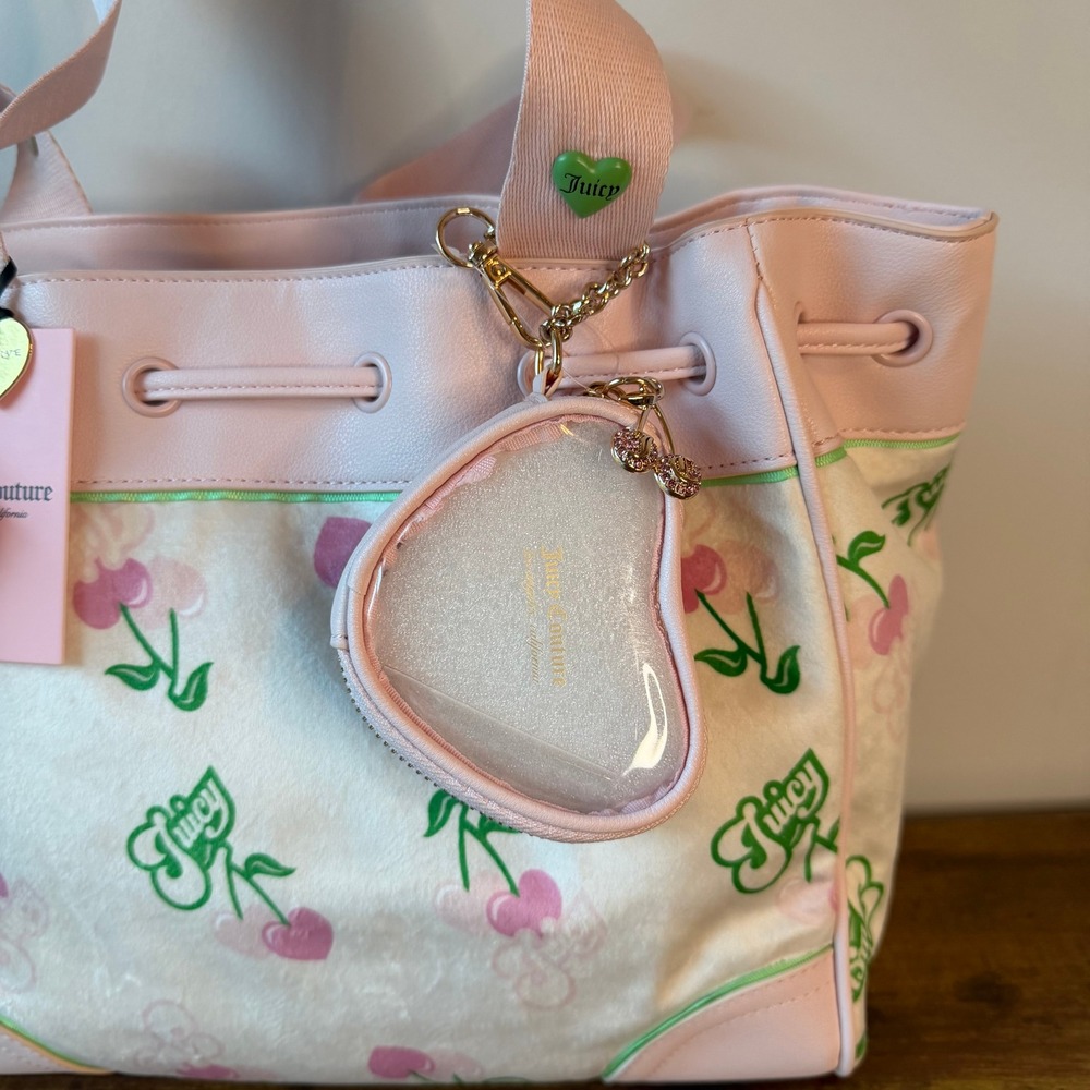 New Juicy Couture Cherry Gelato Retro Light Pink Daydreamer Tote Handbag Y2K - Picture 2 of 7